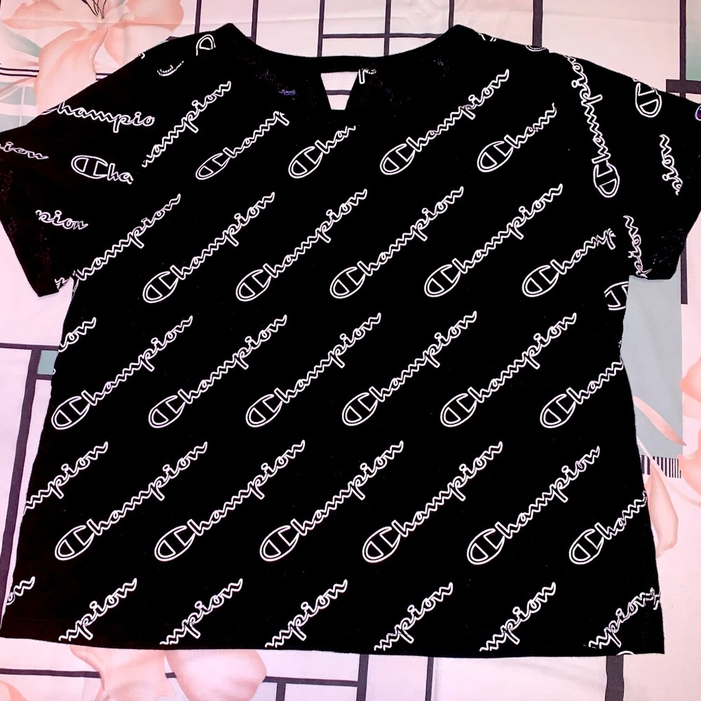 Black Champion Crop Top